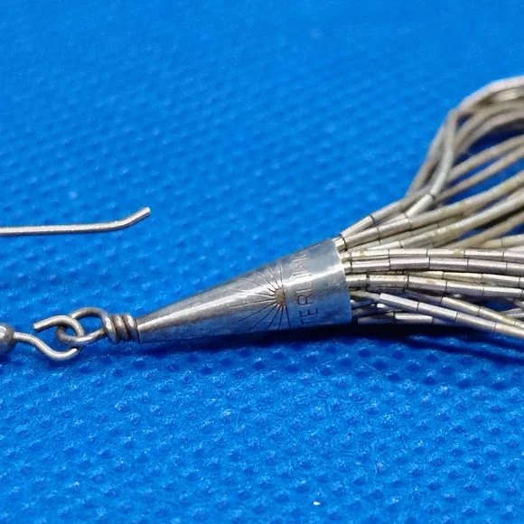 Silver Vintage Earring Lot- Vintage Native Liquid Silver Drop & Drop Abalone - Picture 9 of 10